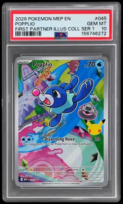 2026 Pokemon Mega Evolution Black Star Promo Popplio #045 PSA 10 Gem Mint - Image 1