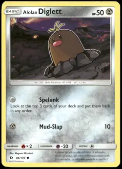 Alolan Diglett 86/149 Common SM Base Set Pokemon Moderately Played - Image 1