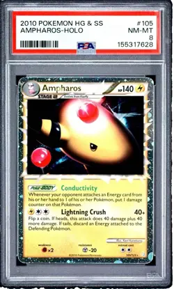 Pokemon TCG Ampharos Prime 105/123 HGSS 2010 Holo Ultra Rare PSA 8 - Image 1