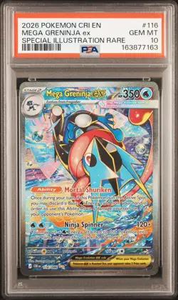 2026 POKEMON CHAOS RISING ILLUSTRATION RARE #116 MEGA GRENINJA EX PSA 10 - Image 3
