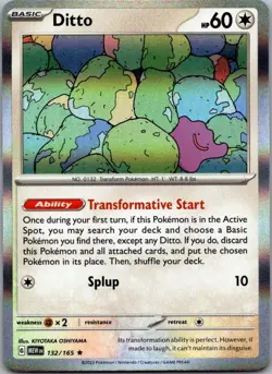 Ditto 132/165 Rare 151 Pokemon Holo Near Mint - Image 1