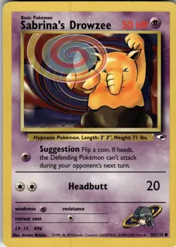 Sabrina's Drowzee 92/132 Common Gym Heroes Pokemon Unlimited Near Mint - Image 1