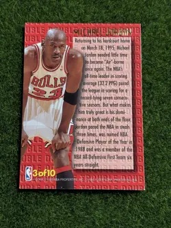 1995-96 FLEER ULTRA MICHAEL JORDAN DOUBLE TROUBLE INSERT CARD #3 - Image 3