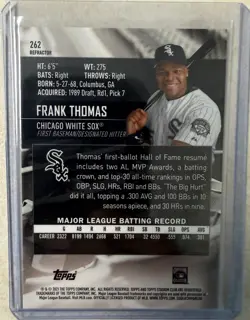 2021 Topps Stadium Club Chrome Refractor Frank Thomas card number 262 - Image 2