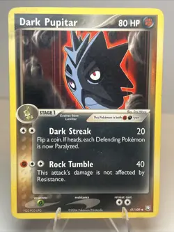 CREASED Dark Pupitar 041/109 Regular/Non-Holo Team Rocket Returns Pokemon Card - Image 1