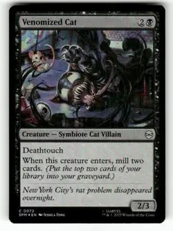 Venomized Cat 72 Common Marvel's Spider-Man Magic: The Gathering Foil Near Mint - Image 1