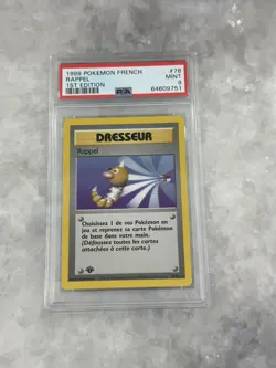 Pokemon Rappel (Scoop Up) Base Set 1st Edition French Rare #78 PSA 9 Mint -612 - Image 1