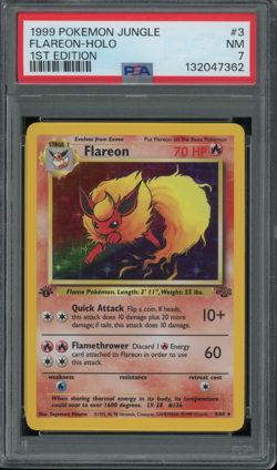1999 Pokemon Flareon 3/64 Jungle Holo 1st Edition PSA 7 NM - Image 1
