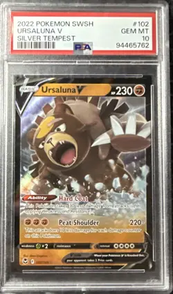 Pokemon TCG Ursaluna v SWSH Silver Tempest Holo Ultra Rare Card 102/195 PSA 10 - Image 1