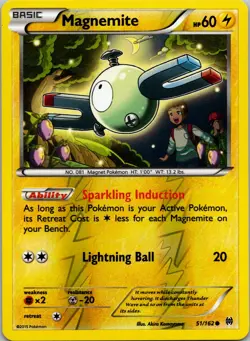 Magnemite 51/162 Common BREAKthrough Pokemon Reverse Holo Near Mint - Image 1