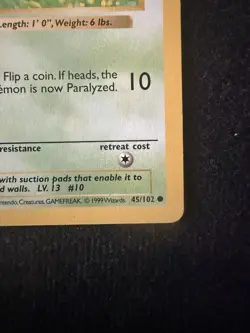 1999 Pokemon Base Set Caterpie 45/102 1st Edition Shadowless LP - Image 4