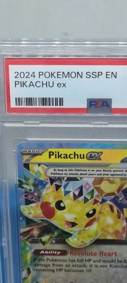 2024 POKEMON SSP EN-SURGING SPARKS #057 PIKACHU EX PSA 9 Mint Graded Trading TCG - Image 3