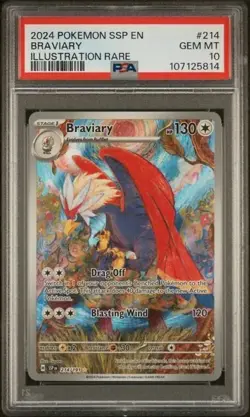 BRAVIARY #214 PSA 10 • 2024 POKEMON SSP EN-SURGING SPARKS ILLUSTRATION RARE - Image 1