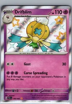 POKEMON SHINY DRIFBLIM 156/091 PALDEAN FATES NM CONDITION - Image 1