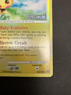 Pichu 45/100 Reverse Holo - Platinum Promo Pokemon Card Stamped MP - Image 4