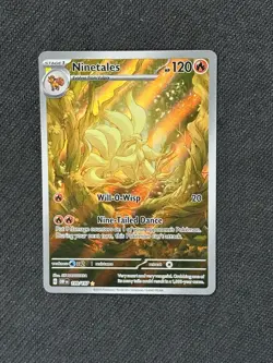 NM Ninetales 199/197 Obsidian Flames Illustration Rare Holo Pokemon Card - Image 1