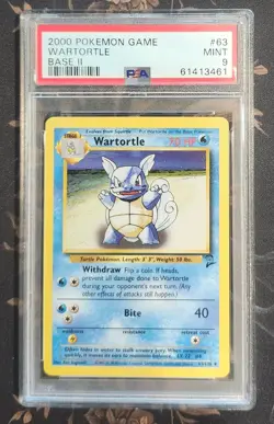 2000 Pokemon Game Card # 63 Wartortle Base II PSA 9 Mint Base 2 - Image 1