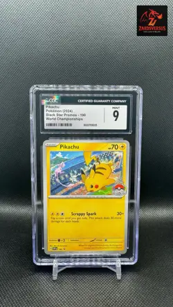 2024 Pokemon World Championships Pikachu Black Star Promo #190 CGC 9 - Image 1