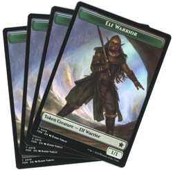 x4 Elf Warrior / Cat (1/19) Doubled-Sided Token - Foundations - MtG - Image 1
