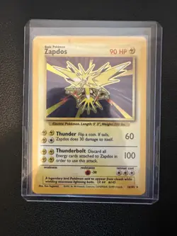 1999 POKEMON BASE SET UNLIMITED #16 ZAPDOS HOLO - UNGRADED - Image 1