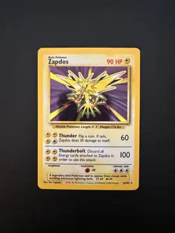 1999 POKEMON BASE SET UNLIMITED #16 ZAPDOS HOLO - UNGRADED - Image 2