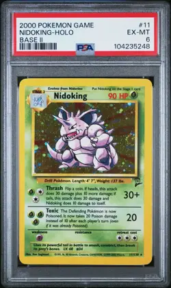 PSA 6 2000 POKEMON BASE SET 2 II NIDOKING HALF SWIRL HOLO #11 - Image 1
