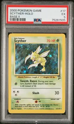 PSA 5 Base Set 2 Scyther Holo 17 Pokemon PSA 5 - Image 1