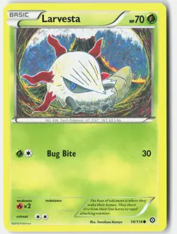 Larvesta 14/114 Common Steam Siege Pokemon Near Mint - Image 1