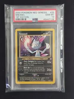 2000 Pokemon PSA 10 Neo Genesis 1st Edition Sneasel #25 - Image 1