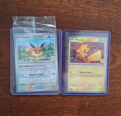 Pokemon TCG Celebrations Promo Holo 2-Card Lot Eevee Pikachu English 2024 - Image 1