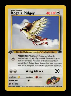 Koga's Pidgey 49/132 1st Edition Uncommon Gym Challenge Pokemon Cards - Image 1