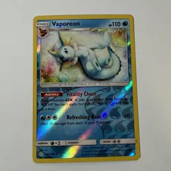 Pokemon TCG Vaporeon Uncommon Reverse Holo SM: Cosmic Eclipse 42/236 Card 2019 - Image 1