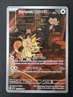 Pokemon TCG Team Rockets Meowth Card 203/182 Destined Rivals NM+ - Image 1