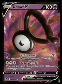 2022 Unown V 065/195 Ultra Rare Holo NM SWSH12: Silver Tempest Pokemon - Image 1