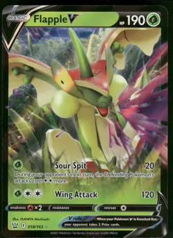 2021 Flapple V 018/163 Ultra Rare Holo NM SWSH05: Battle Styles Pokemon - Image 1