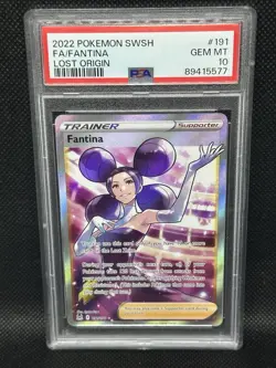 2022 POKEMON SWSH LOST ORIGIN #191 FULL ART FANTINA PSA 10 - Image 1