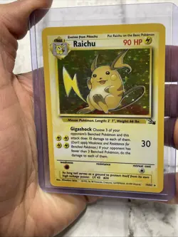 Pokemon VTG 1999 Pokemon Fossil Unlimited Raichu 14/62 Holo Rare LP+ Vintage TCG - Image 1
