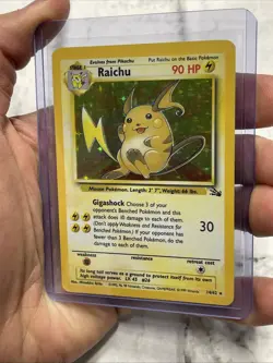 Pokemon VTG 1999 Pokemon Fossil Unlimited Raichu 14/62 Holo Rare LP+ Vintage TCG - Image 2