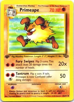 Primeape 43/64 Uncommon Jungle Pokemon 1st Edition Moderately Played - Image 1