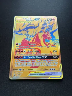 Pokemon: Reshiram & Charizard GX TAG TEAM (Gold) SM247 Sun & moon Promo - Image 2
