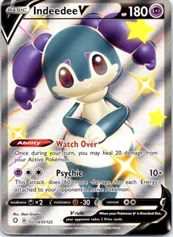 Indeedee V SV114/SV122 Holo Shining Fates Shiny Vault Pokemon Card - Image 1