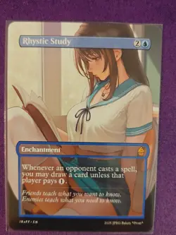 Rhystic Study MTG Fan Art Anime Test Card - Image 1