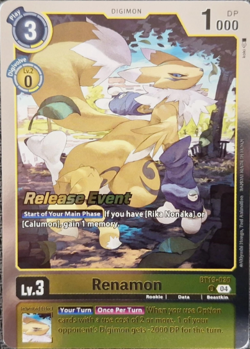 Digimon Card Game Release Event Stamp - Renamon - BT19-030 ENG NM - Image 1