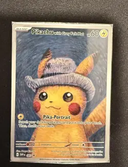 Pokemon Pikachu Card with Grey Felt Hat Van Gogh Promo, Sealed/Unopened - Image 1