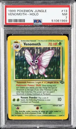 1999 POKEMON JUNGLE #13 VENOMOTH-HOLO PSA 7 - Image 1