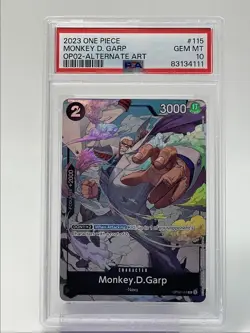 MONKEY D. GARP 2023 ONE PIECE CARD GAME ALTERNATE ART PSA 10 Q2011 - Image 1