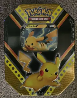 POKEMON V POWER TIN PIKACHU TRADING CARD GAME BRAND NEW SEALED - Image 1