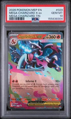 2026 POKEMON MEP EN-ME BLACK STAR PROMO #029 MEGA CHARIZARD X EX PSA 10 - Image 1