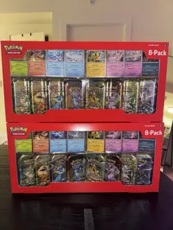 Pokemon Prismatic Evolutions 8 Mini-Tins with Promo Cards Costco 2-pack IN HAND - Image 1