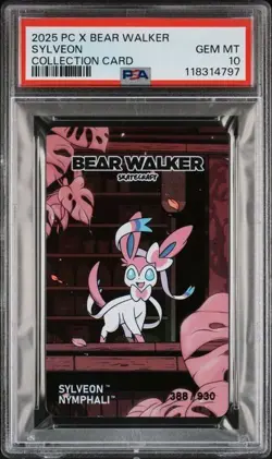 PSA 10 2025 POKEMON CENTER X BEAR WALKER COLLECTION CARD SYLVEON #388 /930 SEXY - Image 1